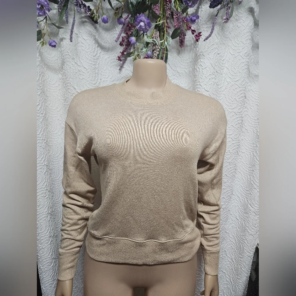 J. Crew Tan Crew Neck Sweater Soft Knit Minimalist